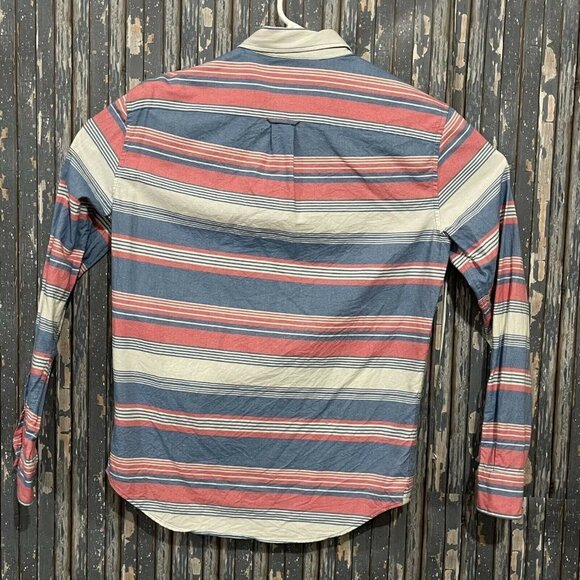 American Eagle Seriously Soft Long Sleeve Button Up Striped Cotton Mens Small - Picture 5 of 6